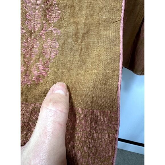 PAUL ROPP Women's One Button Cotton Blouse/Jacket Brown/Pink Size Large - Picture 14 of 15